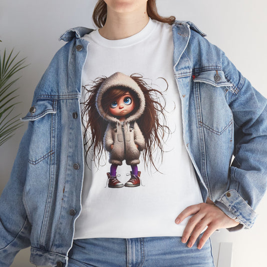 Whimsical Character Unisex Heavy Cotton Tee, Cute Graphic Shirt, Casual Tee for Kids and Adults, Perfect Gift for Birthdays or Holidays