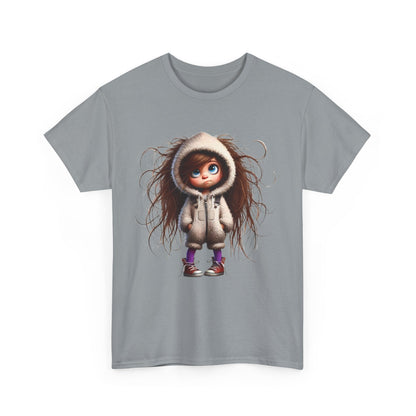 Whimsical Character Unisex Heavy Cotton Tee, Cute Graphic Shirt, Casual Tee for Kids and Adults, Perfect Gift for Birthdays or Holidays