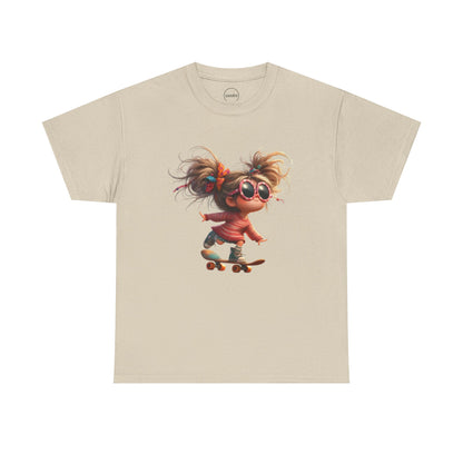 Skateboarding Girl Tee, Youth Apparel, Fun Graphic Shirt, Casual Wear, Gift for Skaters, Unisex Cotton T-Shirt
