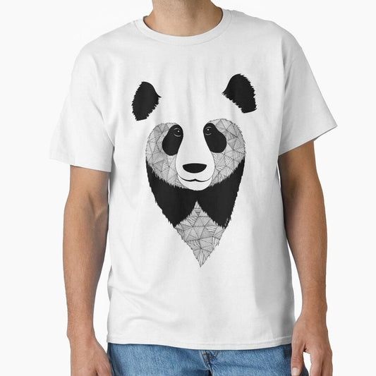 Geometric Panda Face T-Shirt – Minimalist Animal Design Tee