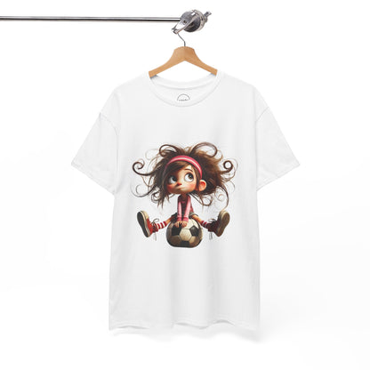 Playful Soccer Girl Tee, Cute Kids' T-Shirt, Fun Apparel for Soccer Lovers, Gift for Birthdays, Casual Outfit, Unisex Cotton Shirt